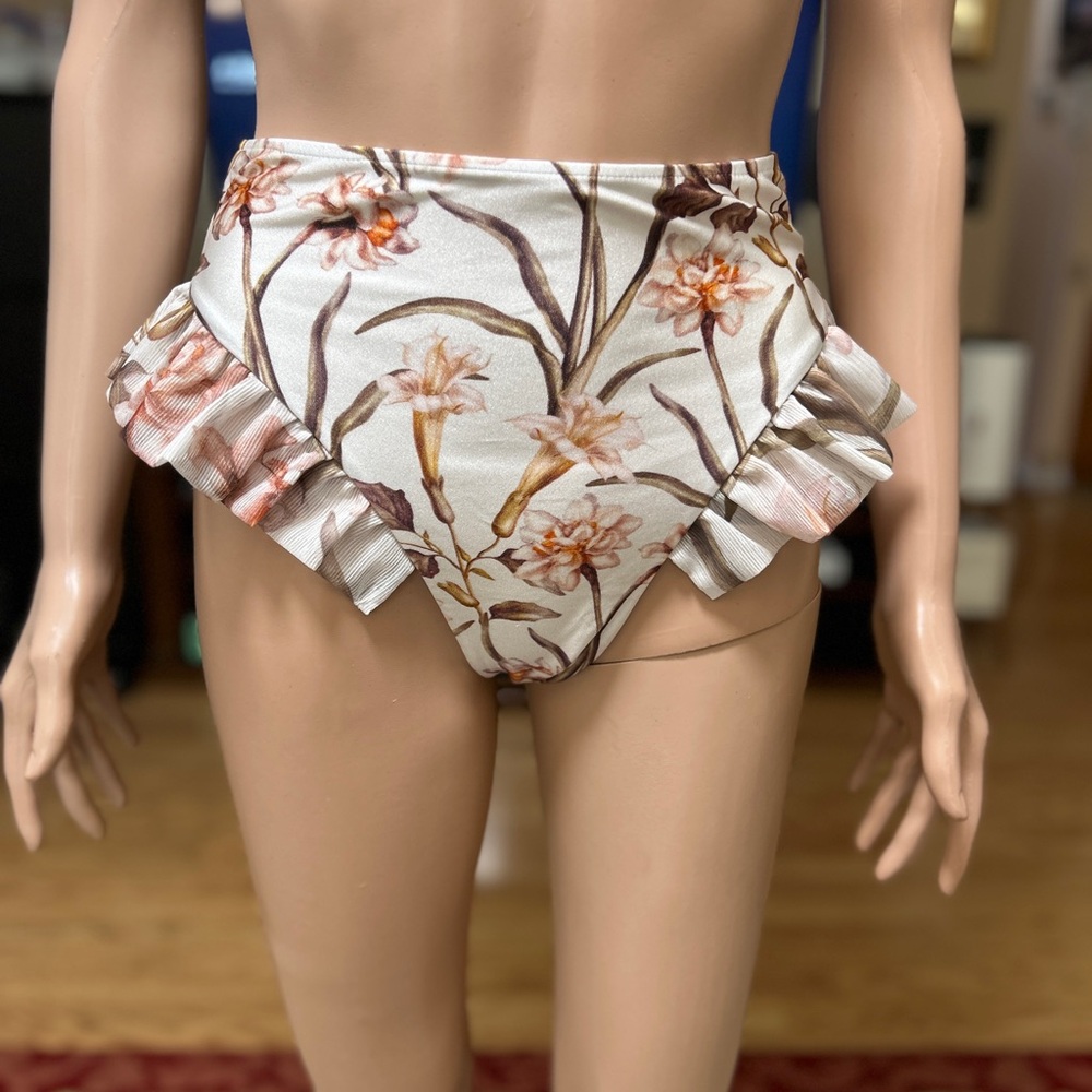 NWT PatBO High-Waist Bikini Bottom with Ruffle Trim size M